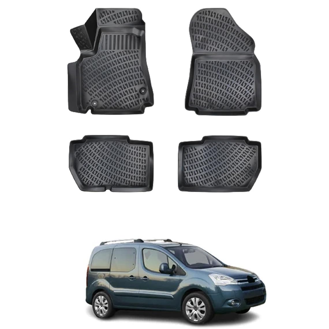 סט שטיחים 3D תואם מקור לרכב סיטרואן ברלינגו 2008-2018