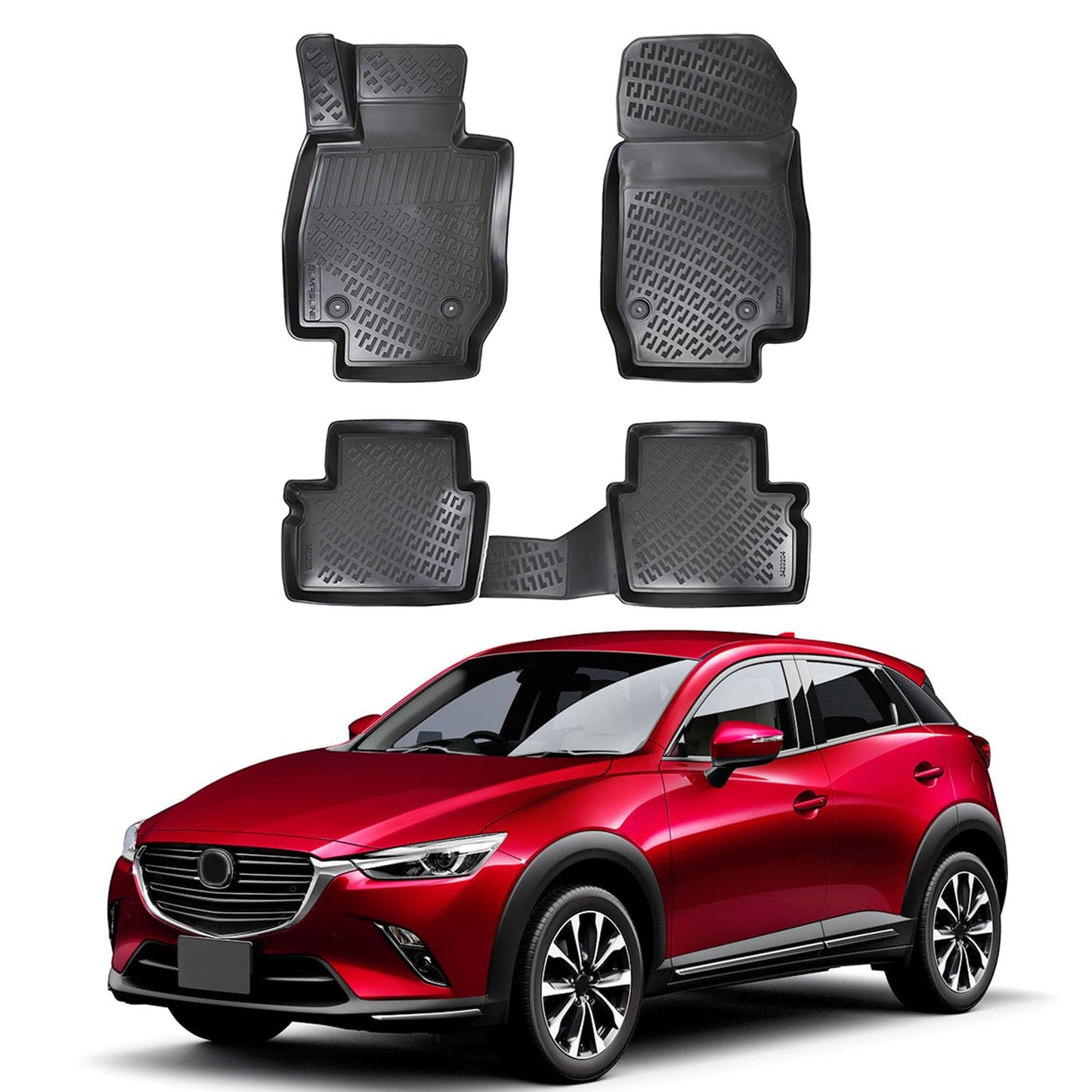סט שטיחים 3D תואם מקור לרכב מאזדה cx3 2015-2025