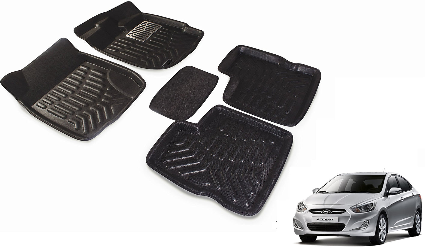 סט שטיחים 3D תואם מקור לרכב יונדאי אקסנט 2010-2018