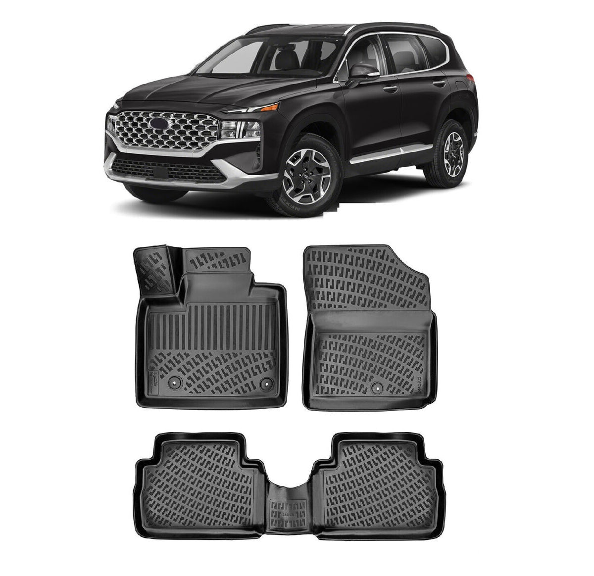 סט שטיחים 3D תואם מקור לרכב יונדאי סנטפה 2020-2025