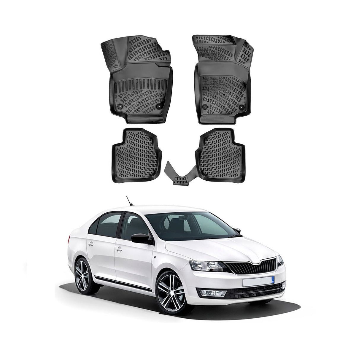 סט שטיחים 3D תואם מקור לרכב סקודה ראפיד 2012+