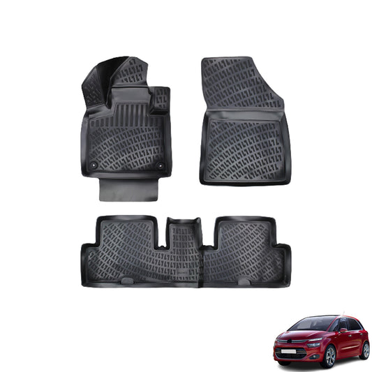 סט שטיחים 3D תואם מקור לרכב סיטרואן c4 picasso פיקאסו 2010-2018